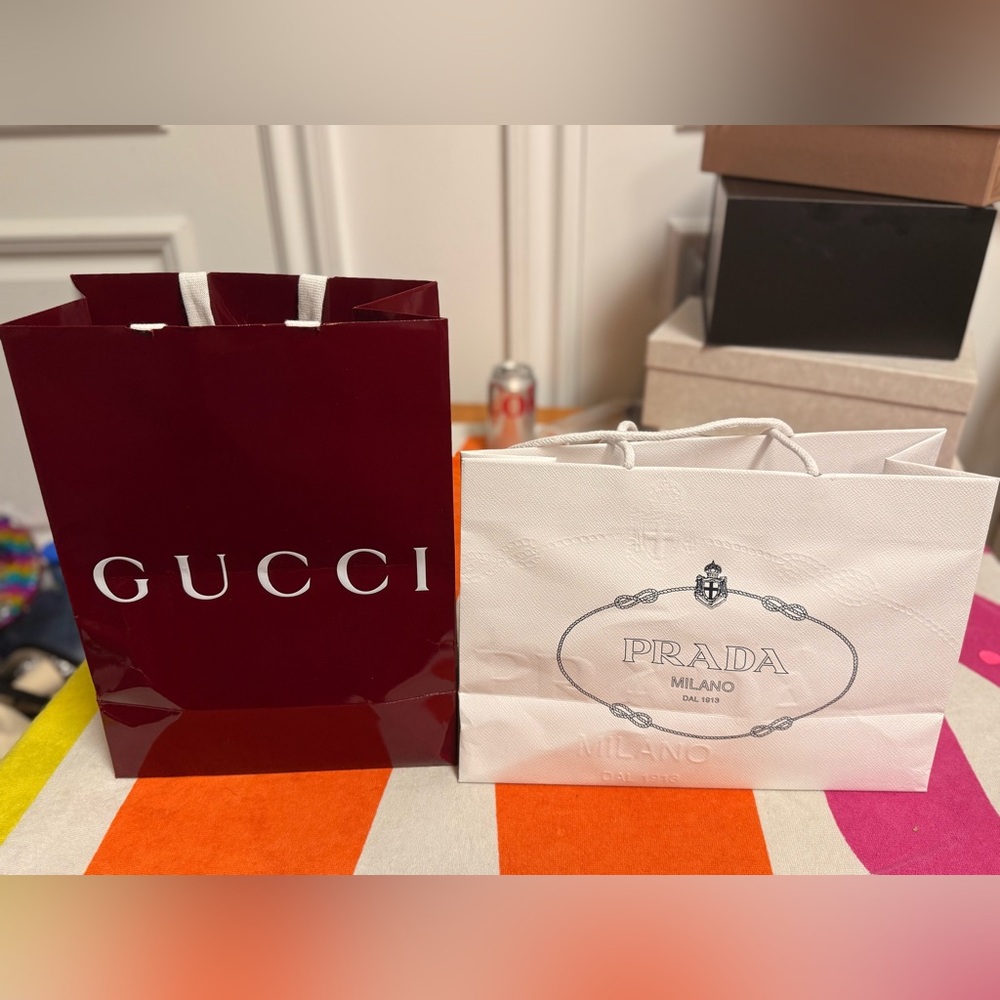 Gucci and Prada Shopping Bags. 2 piece